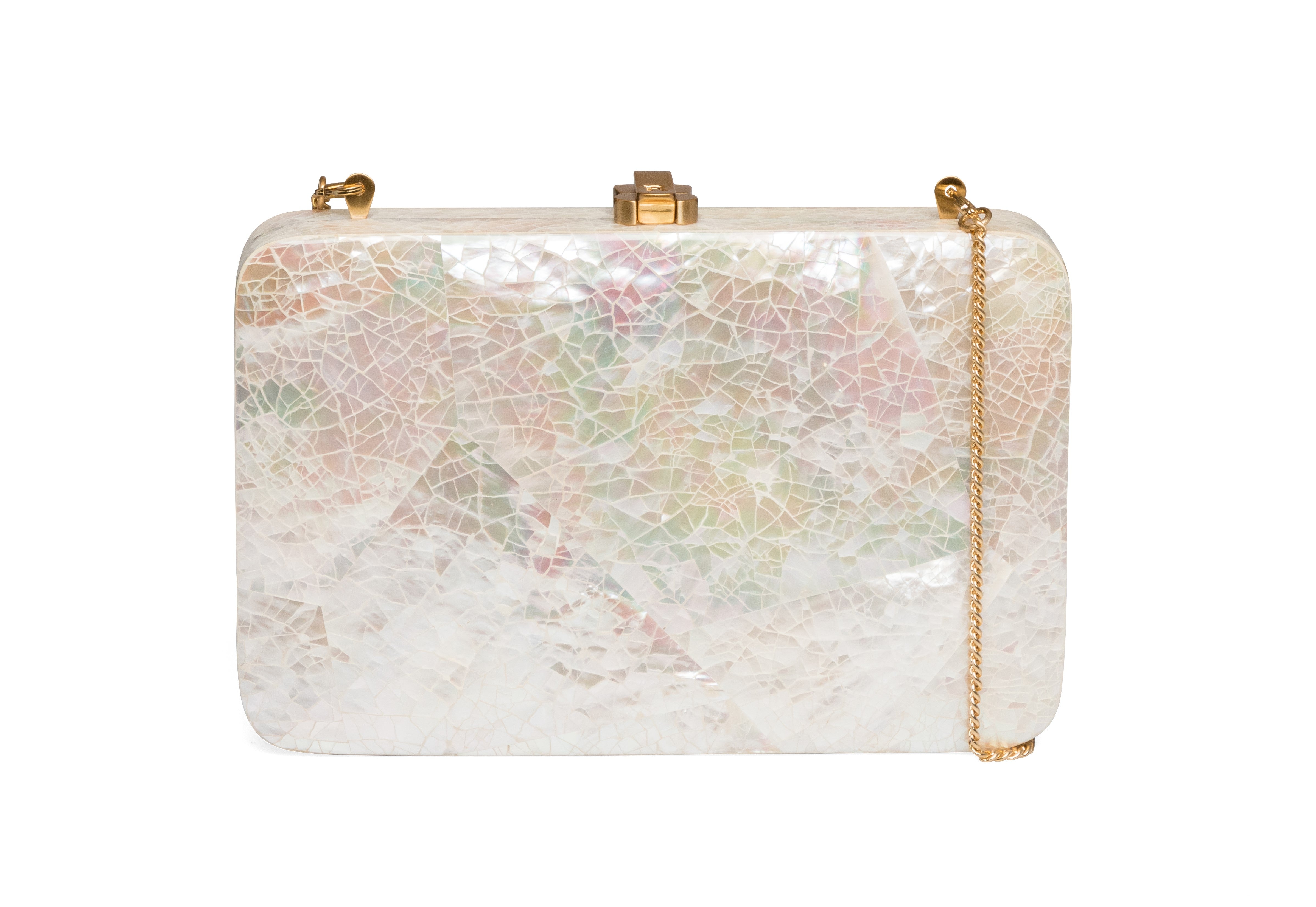 Paloma Clutch Mother of Pearl White